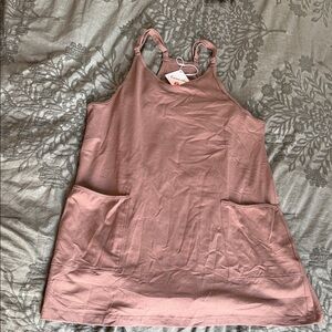 Brown tank lounge dress with shorts underneath. This is a very trendy item!